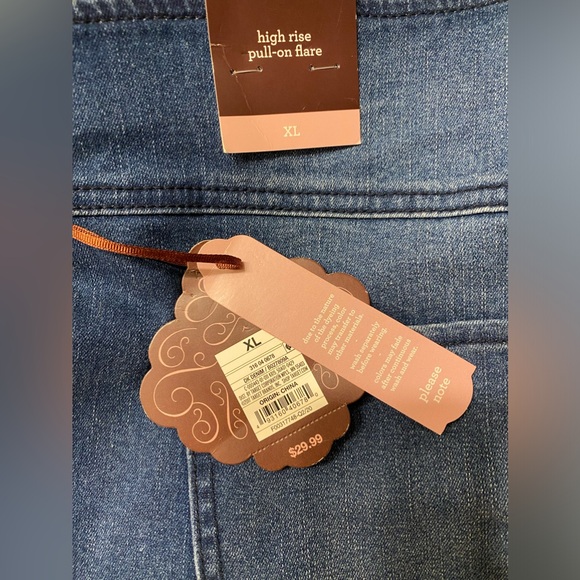 Knox Rose Jeans Women's XL Blue Pull-On Flared Frayed Hem Flare High Waist - Picture 5 of 9